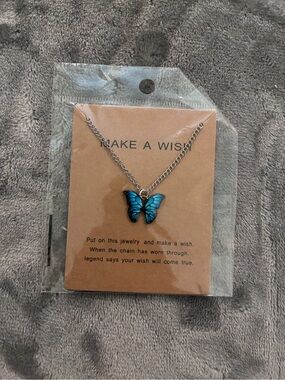 Make A Wish Butterfly Necklace Best Friends Gold Chain Y2k Fantasy Magical New